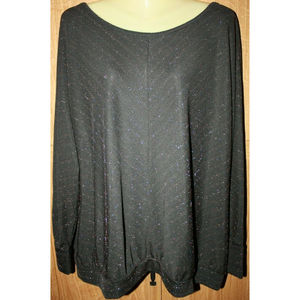 Bydesign Women's Top Size 2X Black Long Sleeve Black with Colorful Stitch VGUC